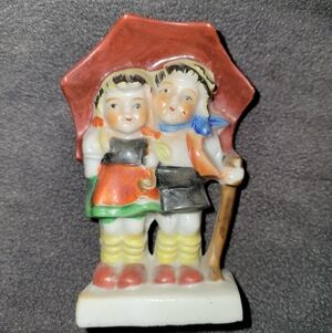 Vintage Kids Figurine Under An Umbrella Made In Japan